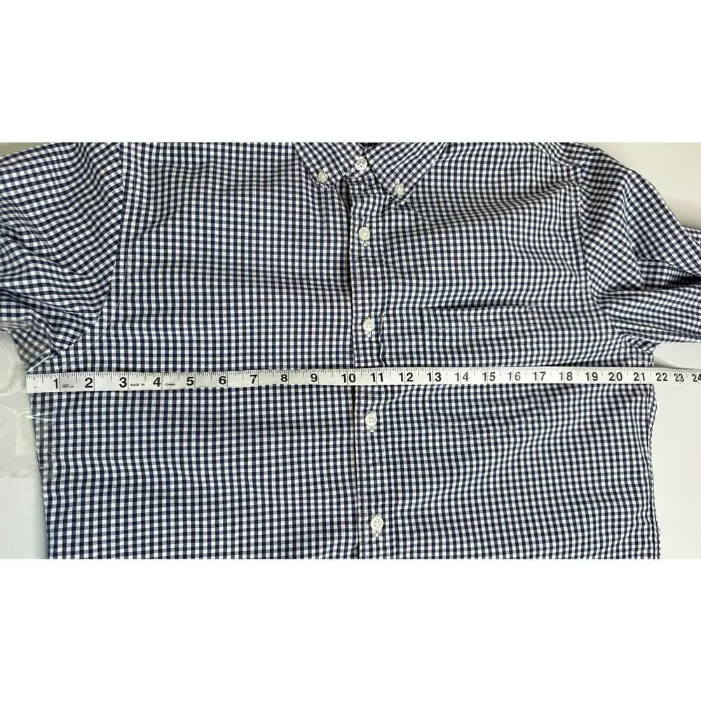 J.Crew Gingham Button Down Shirt Mens M Blue White Check Long Sleeve Cotton Top